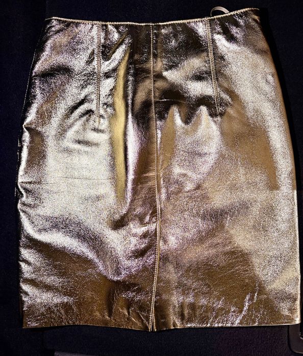 Златна пола от естествена кожа