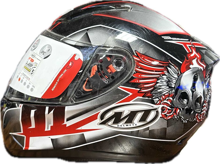 ПРОМОЦИЯ! 159лв КАСКА MT REVENGE  SKULL гланц 225 НА 159лв каска XS/S