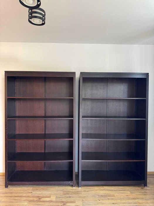 2 biblioteci Mobexpert wenge, lemn masiv, 200 cm inaltime