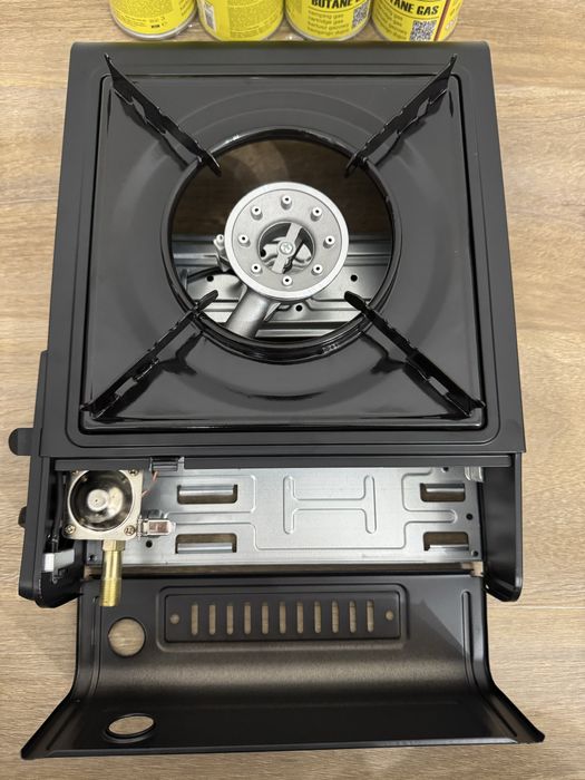 Къмпинг Газов Котлон - с Изход към Голяма Газова Бутилка и 4 Бутилки