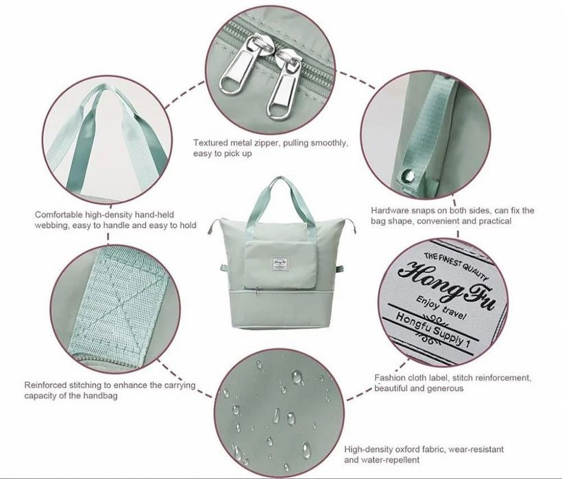 Чанта с уголемяващо се дъно с цип - 100% непромокаема