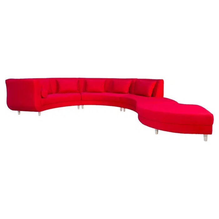 Vand coltar stofa culoare rosu : L 410 x l 305 x H 88 cm