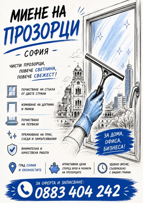 Професионално миене на прозорци