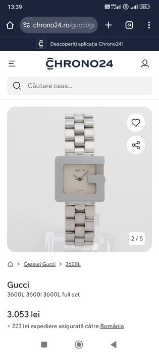 Ceas Gucci dama made in Elveția