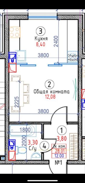 Одна комнатная квартира 28,01 м2