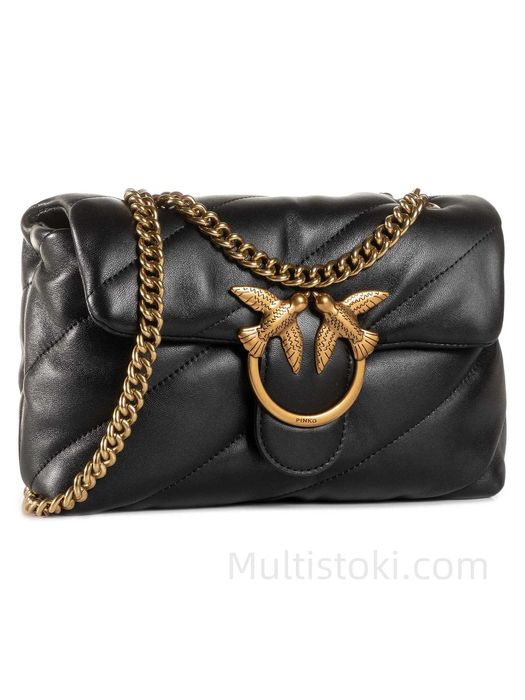 PINKO Дамска чанта Love Mini Puff Maxi Черен чистонова 28x19x10см