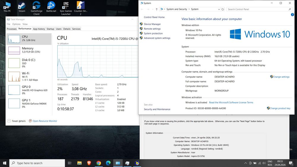 Acer Aspire E5 FULL BOX (i5, 16GB RAM, SSD, Grafică dedicată)