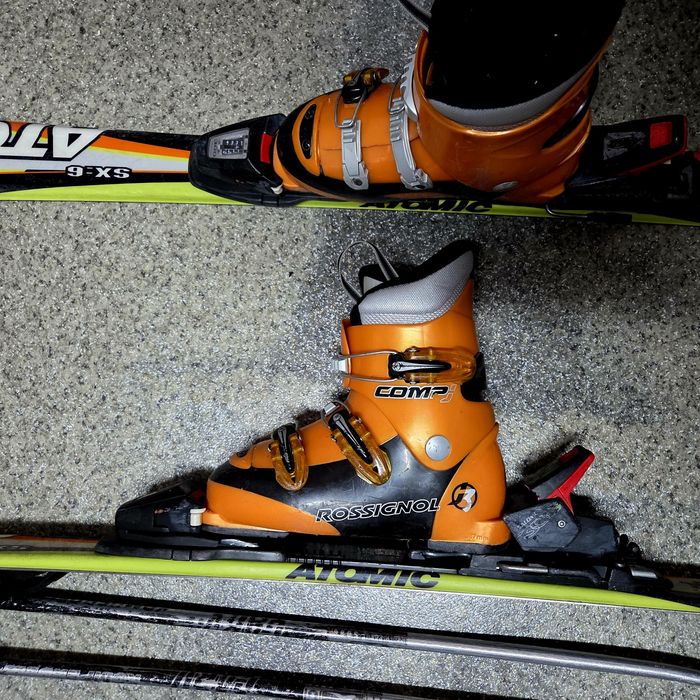 Schiuri + clăpari + bete copii Atomic 120cm/Rossignol/Solomon