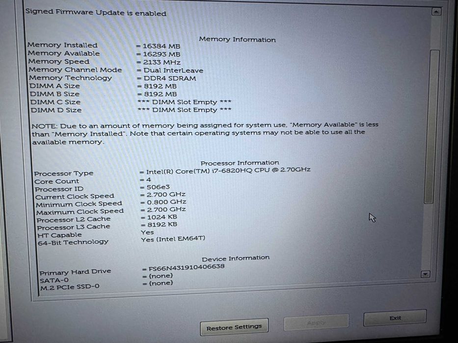 Laptop Dell Precision 7710, i7-6280HQ Gen 6, 16GB RAM, SSD 512GB