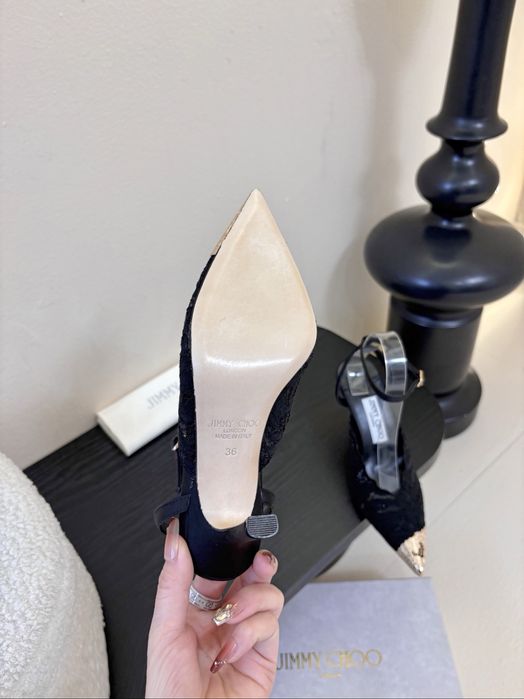 Pantofi Jimmy Choo Faiz leather-trimmed lace pumps