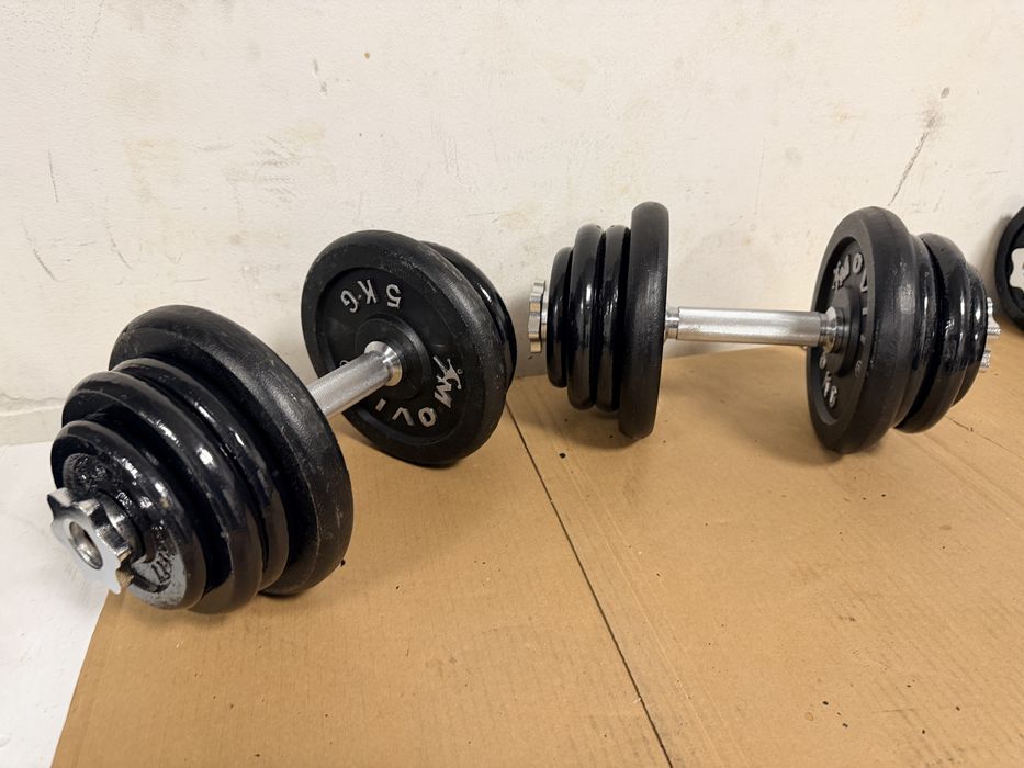 Set gantere otel fier noi set 50 kg, 25 kg+25 kg=50 kg pret promo 500 lei