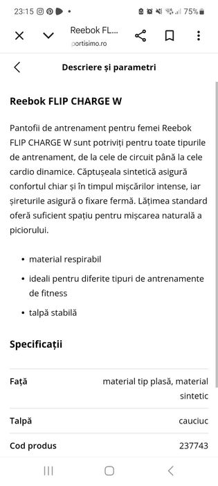 Adidasi Reebok alergare/fitness