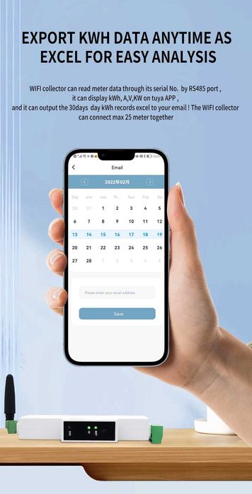 WIFI колектор за до 25 бр. RS485 устройства към WIFI DTU TUYA