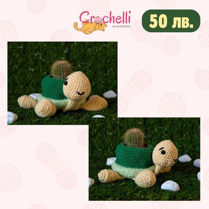 Ръчно плетена детска играчка костенурка (амигуруми)