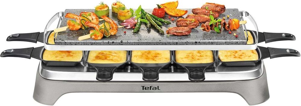 Tefal Raclette Grill Pierrade, 10 тигана, камък, 1350W, с ДЕФЕКТ