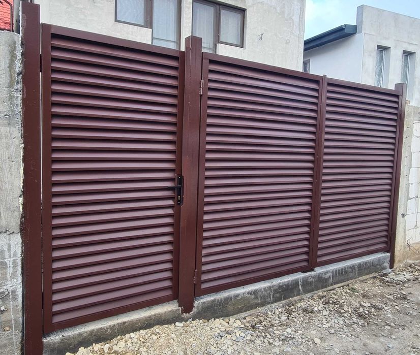 Garduri porti fier forjat teava patrata traforate jaluzea WPC