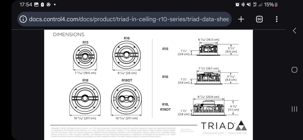 Boxa tavan Triad R16 in-ceilling TRIAD