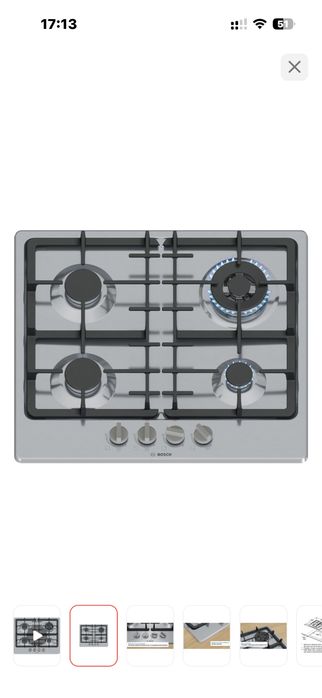 Варочная поверхность Bosch PGH6B5K90R стальной