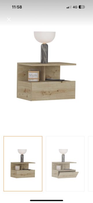 Vand noptiera pat suspendata stejar 45 x 30 x 34