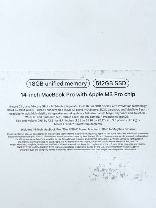 Macbook pro 14 M3 Pro 18/512