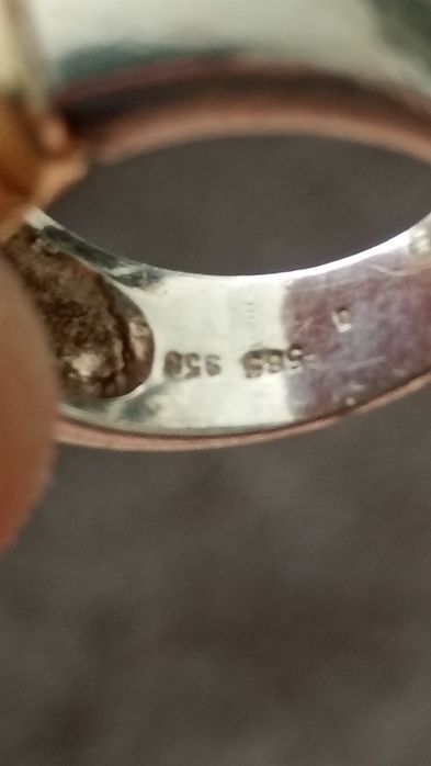 Inel vintage din aur și argint 950