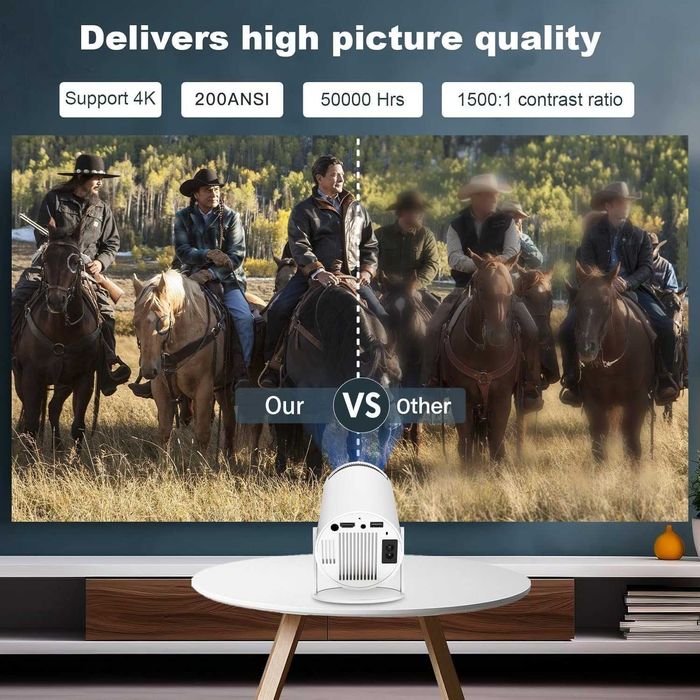 Мини проектор, интелигентен 4K 1080P проектор с WIFI 6 и Bluetooth