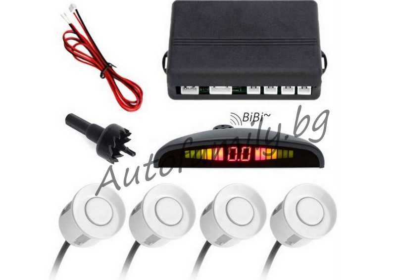 Парктроник система с 4 броя бели датчици и дисплей. White sensors