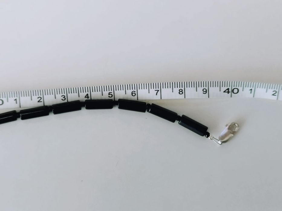 Vechi colier din argint 925 cu margele din onix negru si onix alb