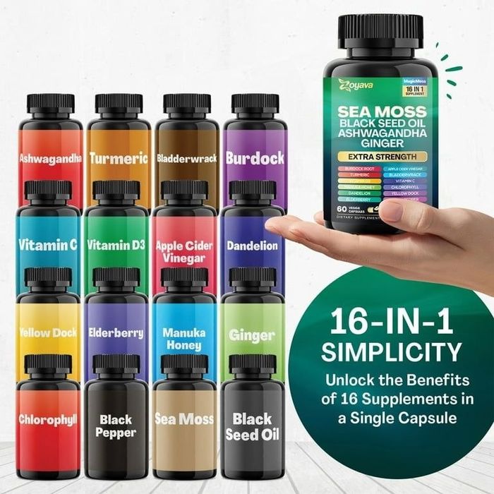 Zoyava Sea Moss + Black Seed Oil + Ashwagandha + Ginger  60 капсул