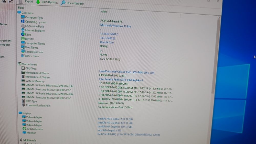 Ram PC ddr4 32Gb 4x8Gb 2400mhz