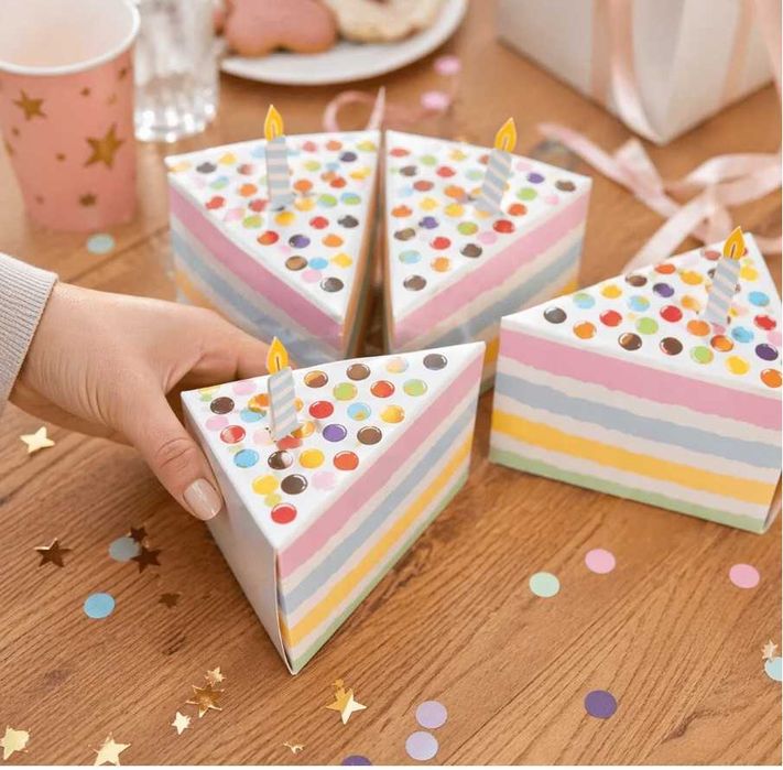Cutie felie tort cu lumânare multicolor (OFERTA -50Buc)