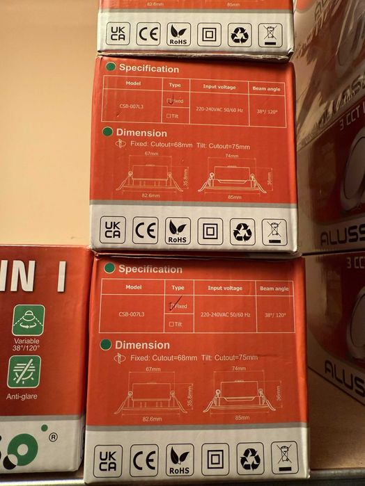 Bec Spot Led Alusso 7W Fixed/Tilt 68/75mm CSB-007L3 incastrat 220-240V