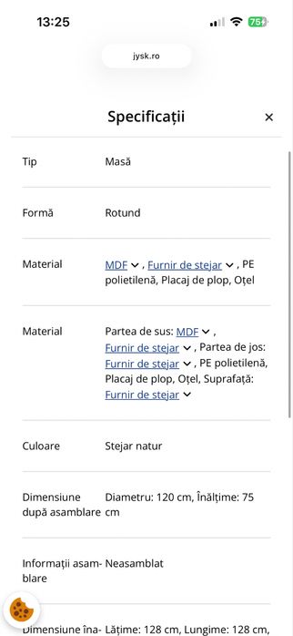 Masa rotunda cu picior, Jysk KLIPLEV, 120cm, stejar stratificat