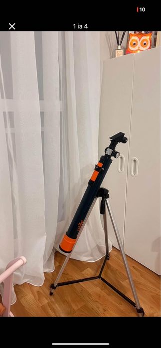 Телескоп Рефракторен телескоп. Диаметър на лещата на обектива: 50 mm.