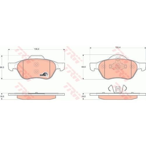 Placute frana Renault Clio 3, 01.2005-, Grand Scenic 2, 04.2004-, Megane 1 Cabriolet, 10.1996-08.2003, Megane 2, 07.2001-10.2012, Scenic 2TRW