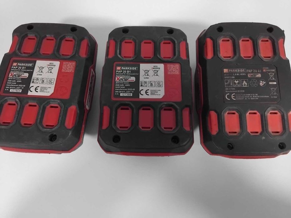 Комплект 3 батерии Parkside 20V 2Ah + зарядно PLG 20 C3