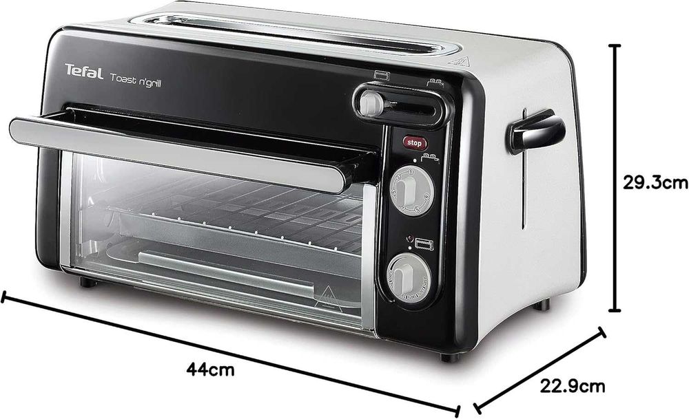 Тостер и Мини-Грил 2 в 1 Tefal Toast N’ Grill Tl6008, 7 Степени На Запичане, Прозрачен Прозорец, 75% Икономия На Енергия
