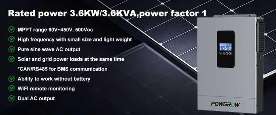 Invertor solar hibrid de 3,6KW la 24V, nou