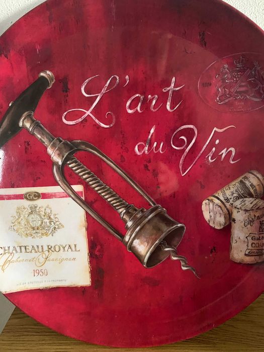 Tava/Farfurie melamina 30cm, rosu, tematica 'L'Art du Vin', nou