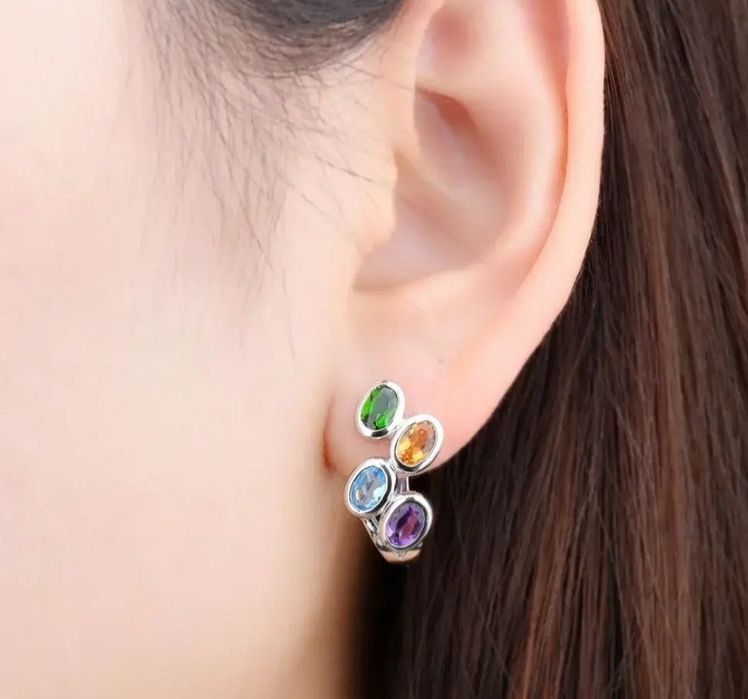 Серьги серебро натуральные камни