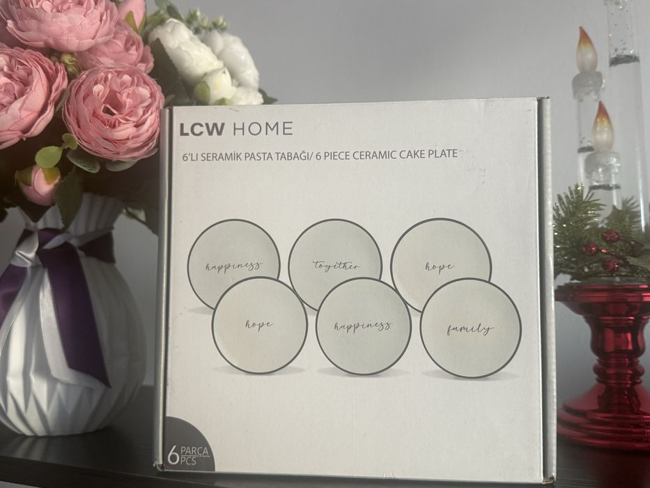 Набор десертных тарелок с принтом Счастье