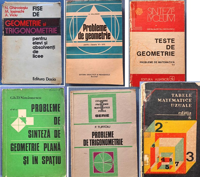 Pachet 6 culegeri vechi Matematică (Geometrie / Trigonometrie) de colecție