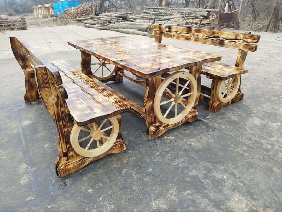 Leagan rustic din lemn masiv rotund