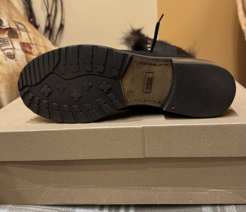 Дамски боти Daris от естествена  кожа и пух