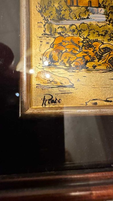 Винтидж малка, златно фолио– Италия, подпис.