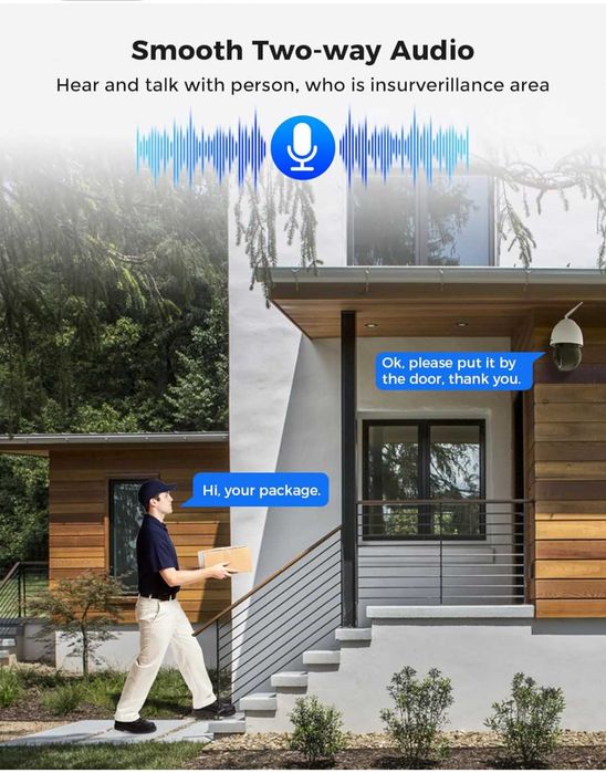 Безжична охранителна камераHiseeu 30Xоптично увеличение3MP PTZ 250фута