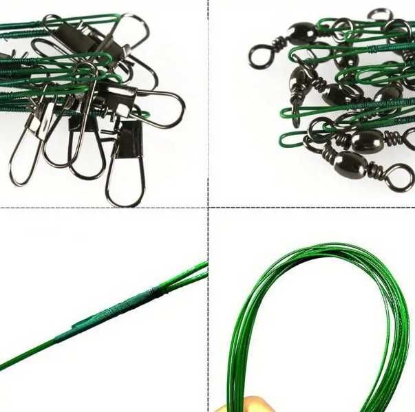 Комплект от 20 броя стоманен повод с вирбел и закопчалка 20 см