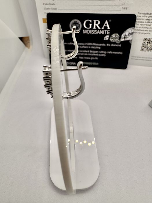 Сребърни обеци с мойсанит (Диамант) 1 карат