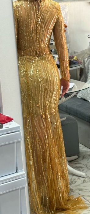 Златна официална рокля – ръчна изработка, S размер