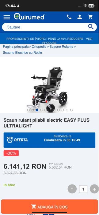 Vand scaun electric pliabil luat acum un an de zile
